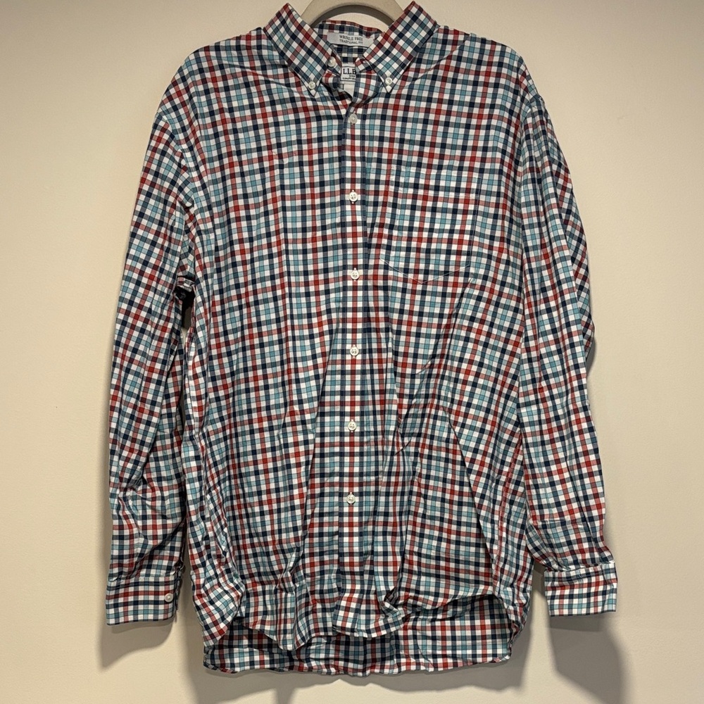 L.L. Bean Red and Blue Checkered Men's Shirt